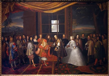 Thirty Years War: Interview of the King of France Louis XIV and Philip IV of Spain