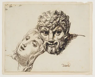 Heads of a faun and a reclining woman