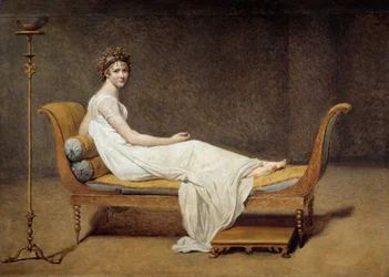 Portrait of Madame Récamier (1777-1849), Jeanne Françoise, known as Juliette - Painting by Jacques-Louis David (1748-1825)