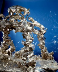 Table by Louis Henri, Duke of Bourbon, Prince of Conde Sculpted a Silver Hunting Scene by Jacques Nicolas Roettiers