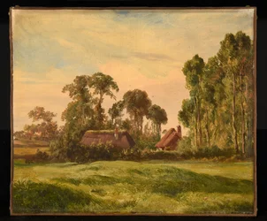 Landscape with Farm View Through Trees