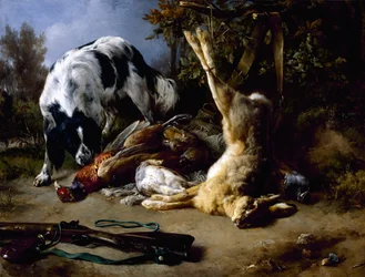 Spaniel with a Still Life of Dead Game