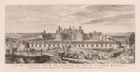 View of the Royal Château of Chambord, from the side of the Royal Gate