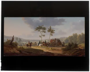 Cavalrymen Escorting a Wagon Train