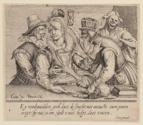 A Young Woman between a Young Man and an Old Man, from Unequal Lovers