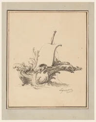 Design for an Escutcheon in Form of Boat with Sail, for Recueil Nouveau de Differens Cartouches, 1734