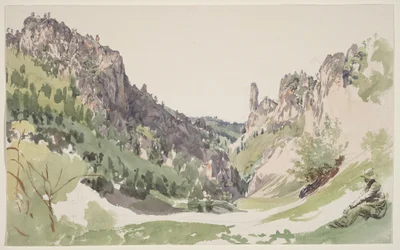 A Seated Man Contemplating a Sunlit Mountain Valley