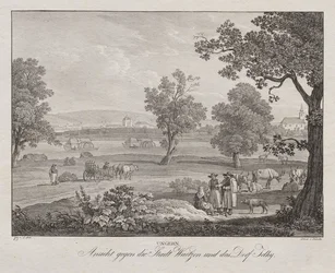 Hungary, View towards the City of Waitzen and the Village of Telky