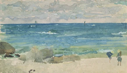 Beach Scene with Two Figures