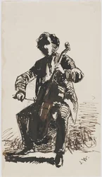 Sir Seymour Haden Playing the Cello (c.1855)