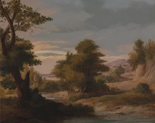 A Wooded River Landscape with Mother and Child