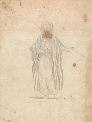Man Wearing a Burnoose and Carrying a Spear