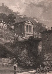 View of Temple of Clitumnus along Clitunno River