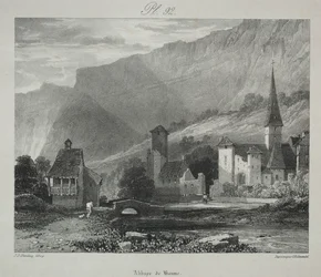 Picturesque and Romantic Voyages in Ancient France. Franche Comté: Abbey of Baume, Baume-les-Messieurs