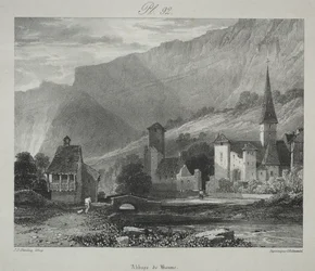Picturesque and Romantic Voyages in Ancient France. Franche Comté: Abbey of Baume, Baume-les-Messieurs