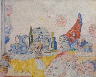 Pierrot and Skeleton in a Yellow Robe