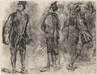Three Spanish Soldiers, One Wielding a Sword