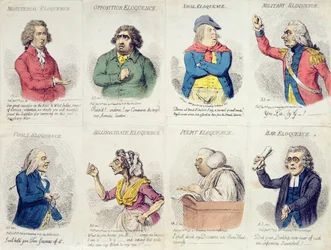 8 Vignettes Depicting Eloquence, Published by Hannah Humphrey in 1795