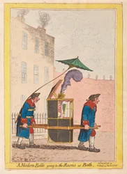 A modern Belle going to the Rooms at Bath, pub. 1796