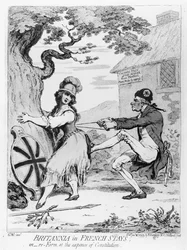 Britannia in French Stays, or Re-Form at the Expense of Constitution, published by Hannah Humphrey in 1793