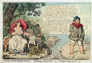 Horrors of the Irish Union: Botheration of Poor Pat, or A Whisper across the Channel, published by Hannah Humphrey