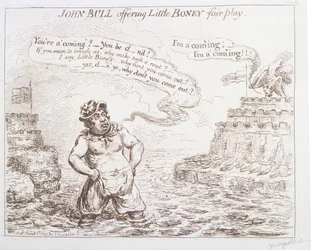 John Bull offering Little Boney fair play, published by Hannah Humphrey in 1803