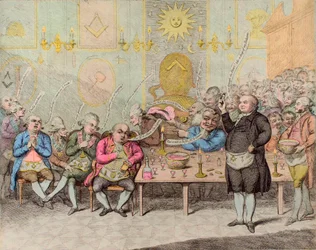 A Masonic Anecdote - by James Gillray (1757-1815) - English cartoon against Count Cagliostro (Alessandro, Count of Cagliostro, Giuseppe Balsamo)