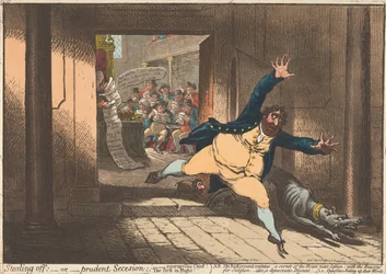 Stealing Off - or - Prudent Secession. "Courageous Chief The First in Flight"