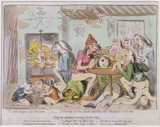 A Little Supper in Parisian Style, or A Family of Sans-Culottes Refreshing after the Fatigues of the Day, published by Hannah Humphrey in 1792