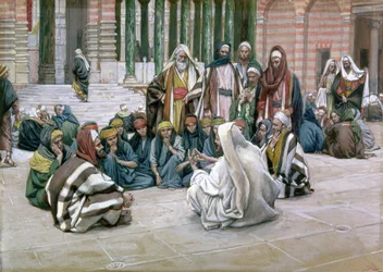 Jesus Speaking in the Treasury, illustration for The Life of Christ