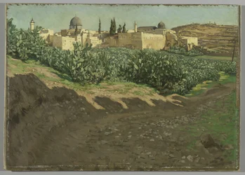The Southwest Corner of the Esplanade of the Haram, The Ancient Temple, illustration from The Life of Our Lord Jesus Christ