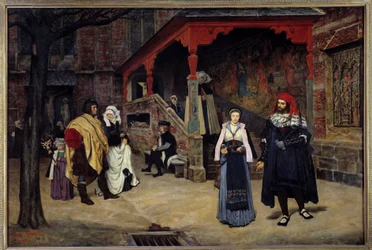 The meeting of Faust and Margarita (Illustration of Faust by Johann Wolfgang von Goethe)