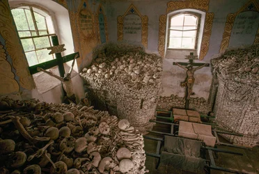 Human bones from the 18th-century wars between Austria and Prussia. Nizkov, Czech Republic.