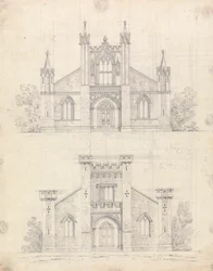 Preparatory drawing for Designs 12 and 13, Plate 10 of A Collection of Designs for Rural Retreats