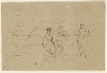 Figures by a Railing