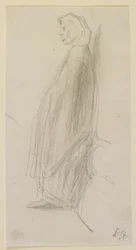Profile Sketch of an Old Woman Standing