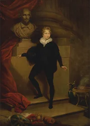 Master Betty as Hamlet, before a bust of Shakespeare