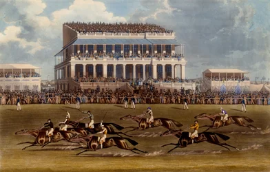 The Grand Stand at Epsom Races (print made by Charles Hunt, 1836)