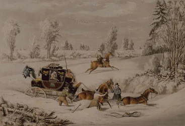 The Mail Coach in a Drift of Snow