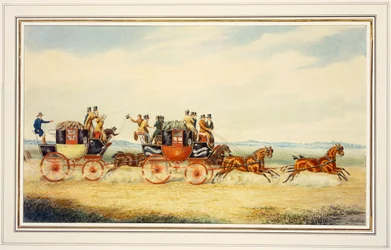 The Royal Union Coach Passing the Alexander Leeds Coach