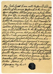 Letter from James Edward Stuart to Simon Fraser, Lord Lovat, St Germains, 3rd May 1703