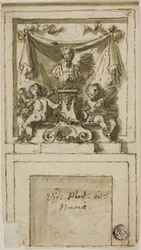 Design for the Overmantel of a Chimneypiece with Bust of Numa Pompilius