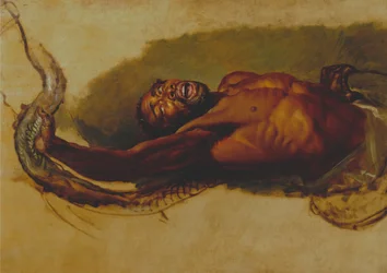 Man Struggling with a Boa Constrictor, Study for 