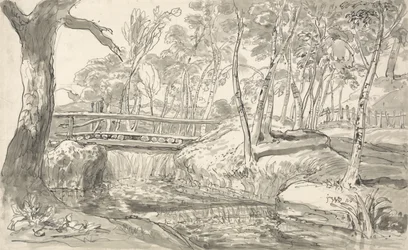 River Landscape with Waterfall