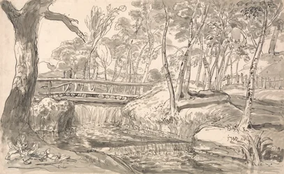 River Landscape with a Waterfall