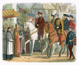 King Charles VI of France and Henry V welcomed by the clergy