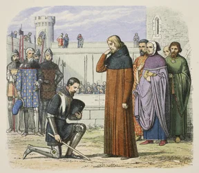 Meeting of Richard II and Henry Bolingbroke at which Henry demands the throne, from A Chronicle of England BC 55 to AD 1485, pub. London