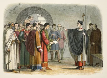 Thomas Becket forbids the Earl of Leicester to pass sentence on him