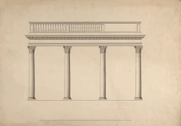 Cobham Hall, Kent: Elevation of Colonnade with Balustraded Parapet