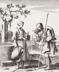 A Woman Gives a Pilgrim a Drink of Water